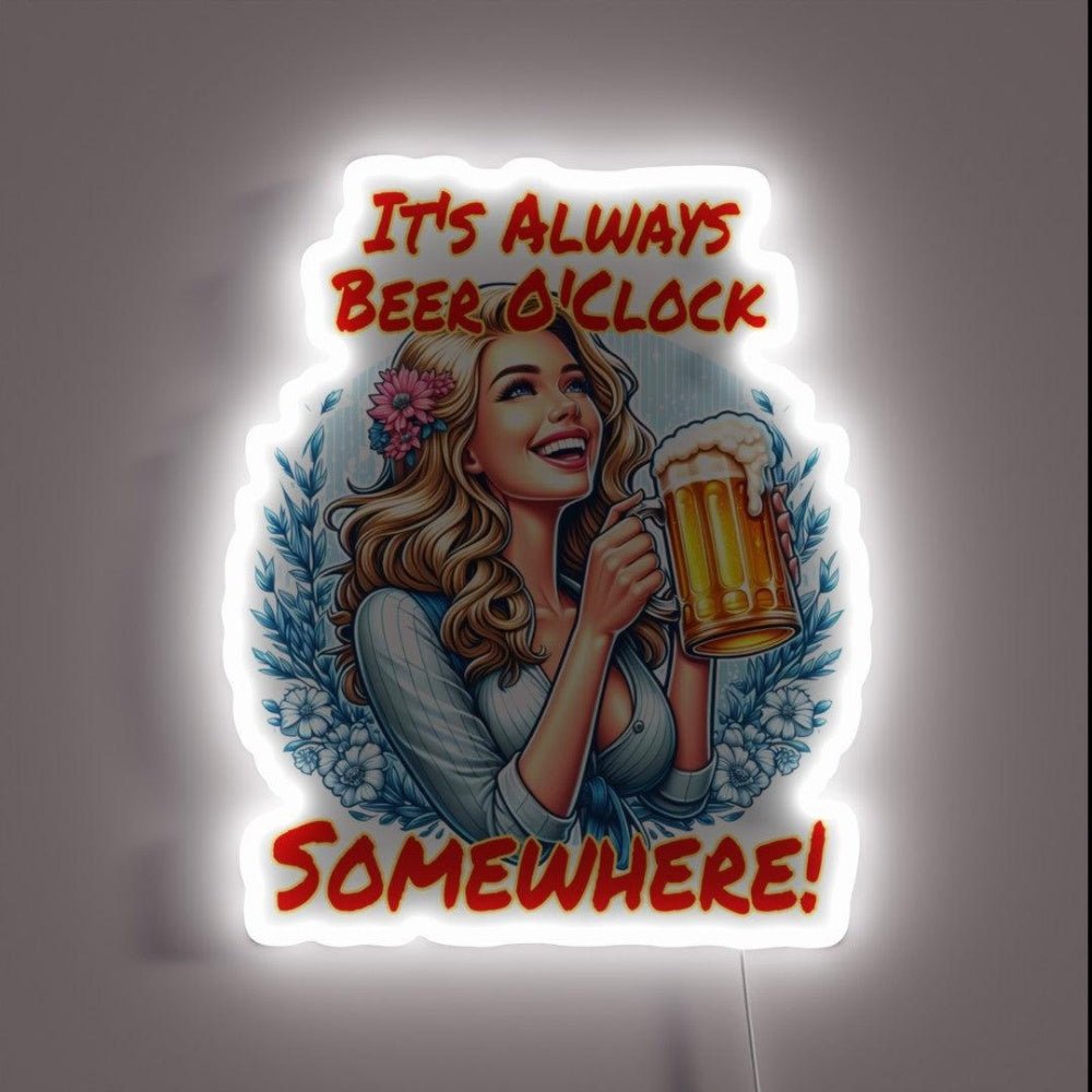 Its Always Beer Time Somewhere Rgb Led Neon Sign Bar Wall Decor - Shineneon