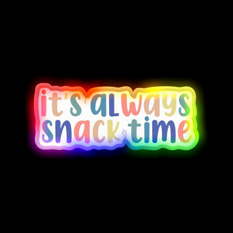 Its Always Snack Time Snack Food Led Neon Sign Rgb Color - LED neon sign close-up detail