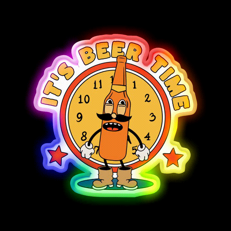 Its Beer Time Beer Bar Decor Led Neon Sign Rgb Color - LED neon sign close-up detail