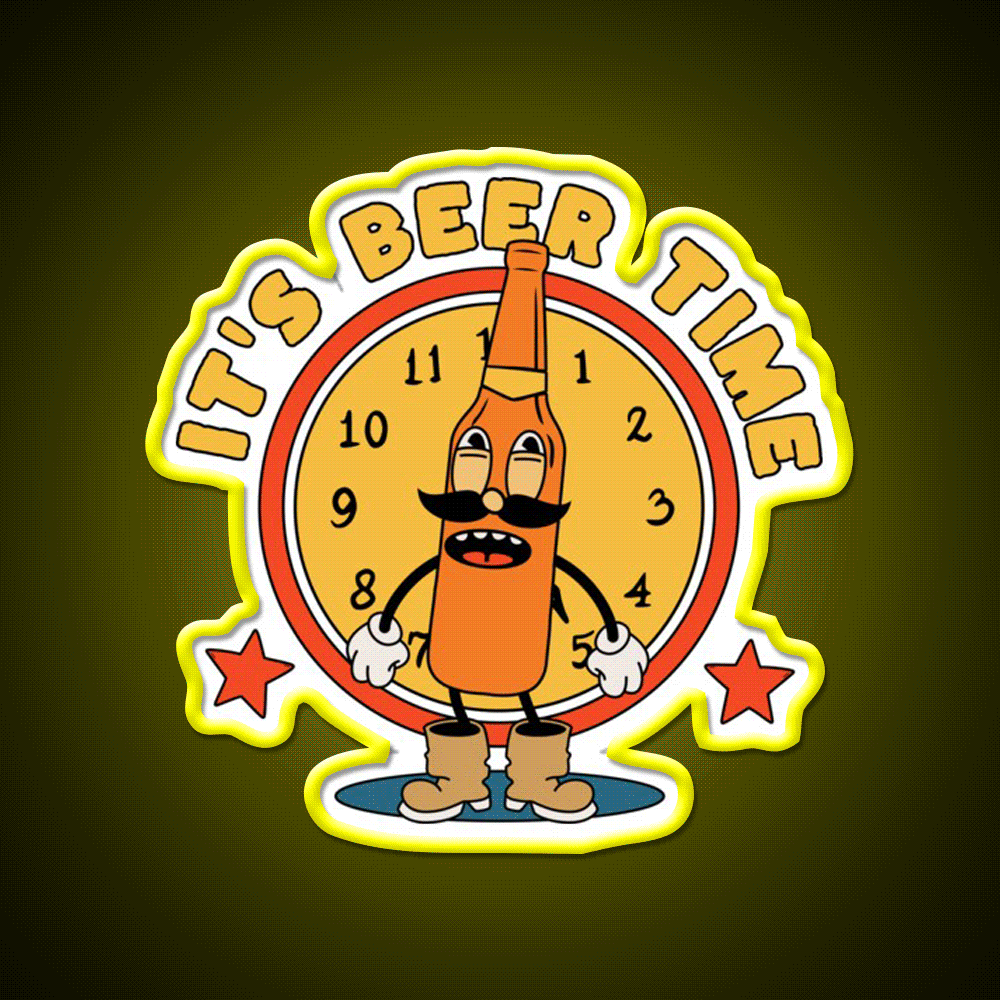 Its Beer Time Beer Bar Decor Led Neon Sign Rgb Color - Custom LED neon sign front view