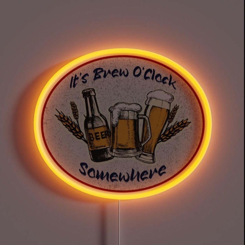 Its Brew Time Somewhere Distressed Rgb Led Neon Sign - Shineneon