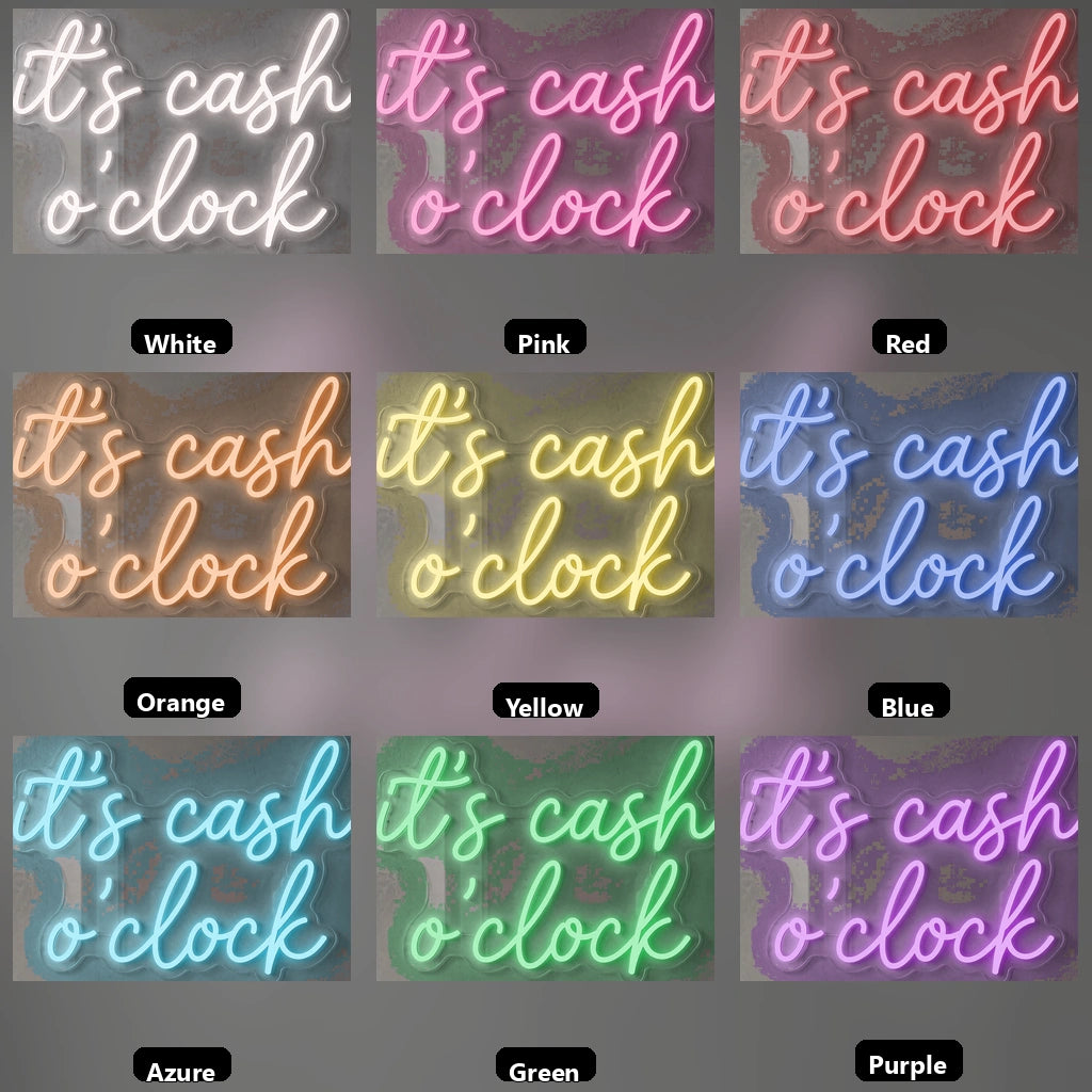 It's Cash O'clock Wall Decor LED Neon Sign - 05 Color Grid