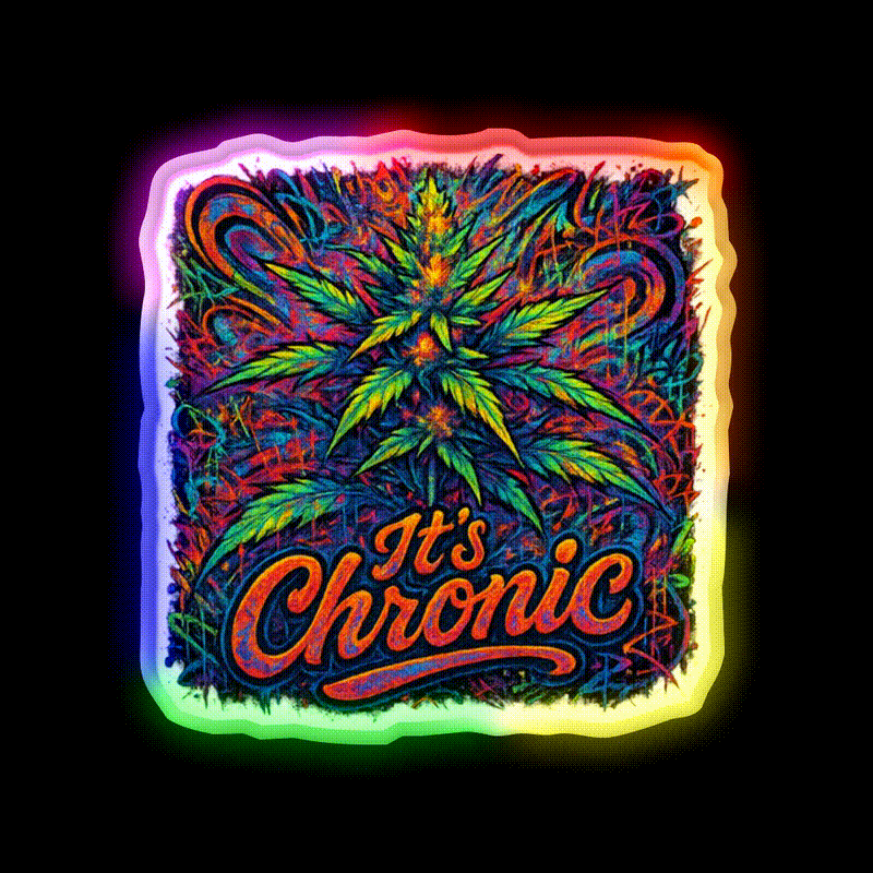 Its Chronic Psychedelic Explosion Hemp Inspired Green Leaf Led Neon Sign Rgb Color - LED neon sign close-up detail