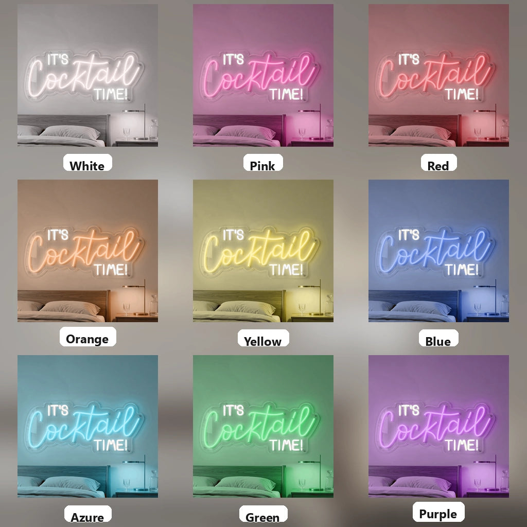 It's Cocktail Time LED Neon Sign - 05 Color Grid