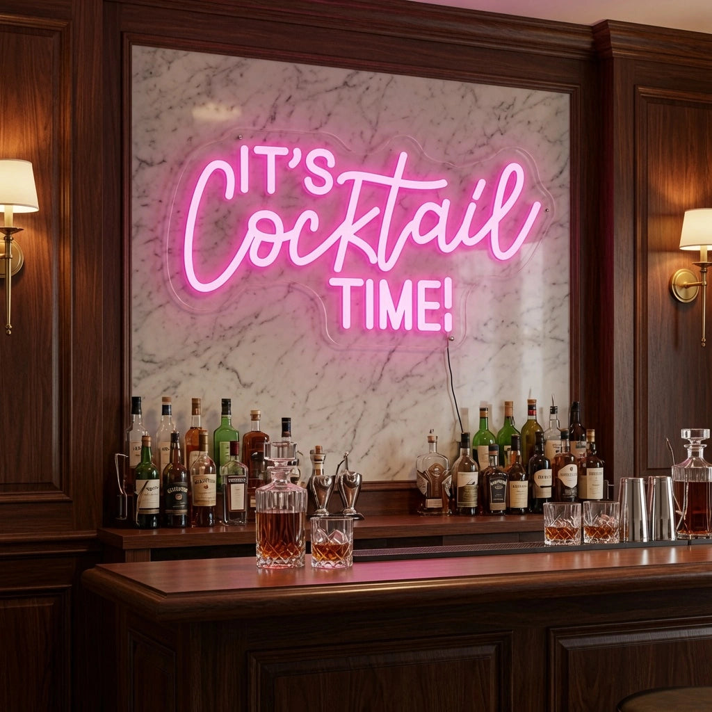 It's Cocktail Time LED Neon Sign Home Decor - 03 Real Lifestyle Scene
