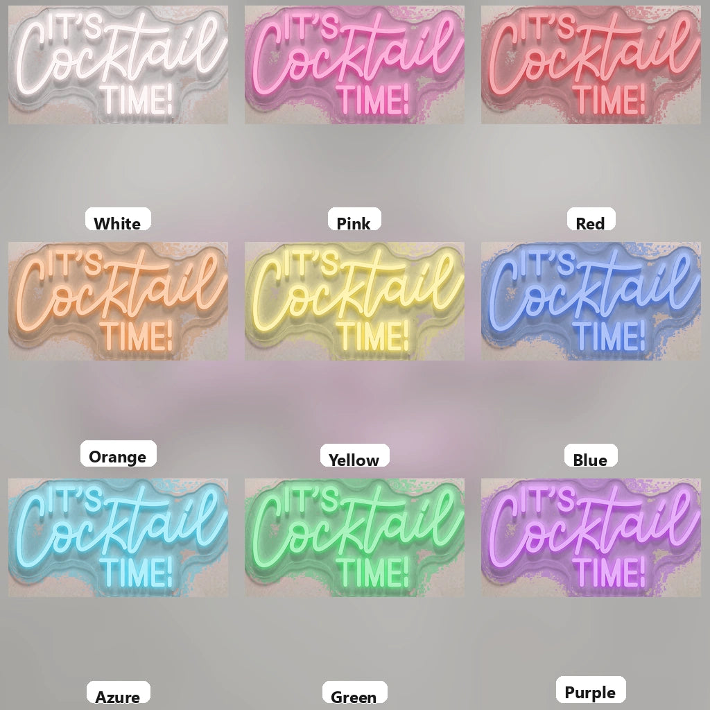 It's Cocktail Time LED Neon Sign Home Decor - 05 Color Grid