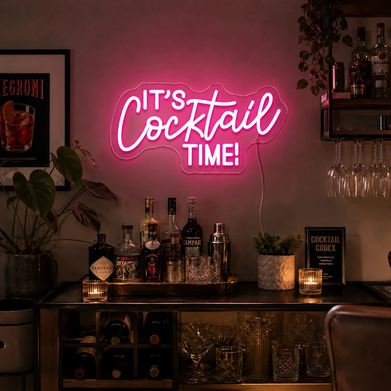 Its Cocktail Time Neon Sign LED Neon Sign real lifestyle scene