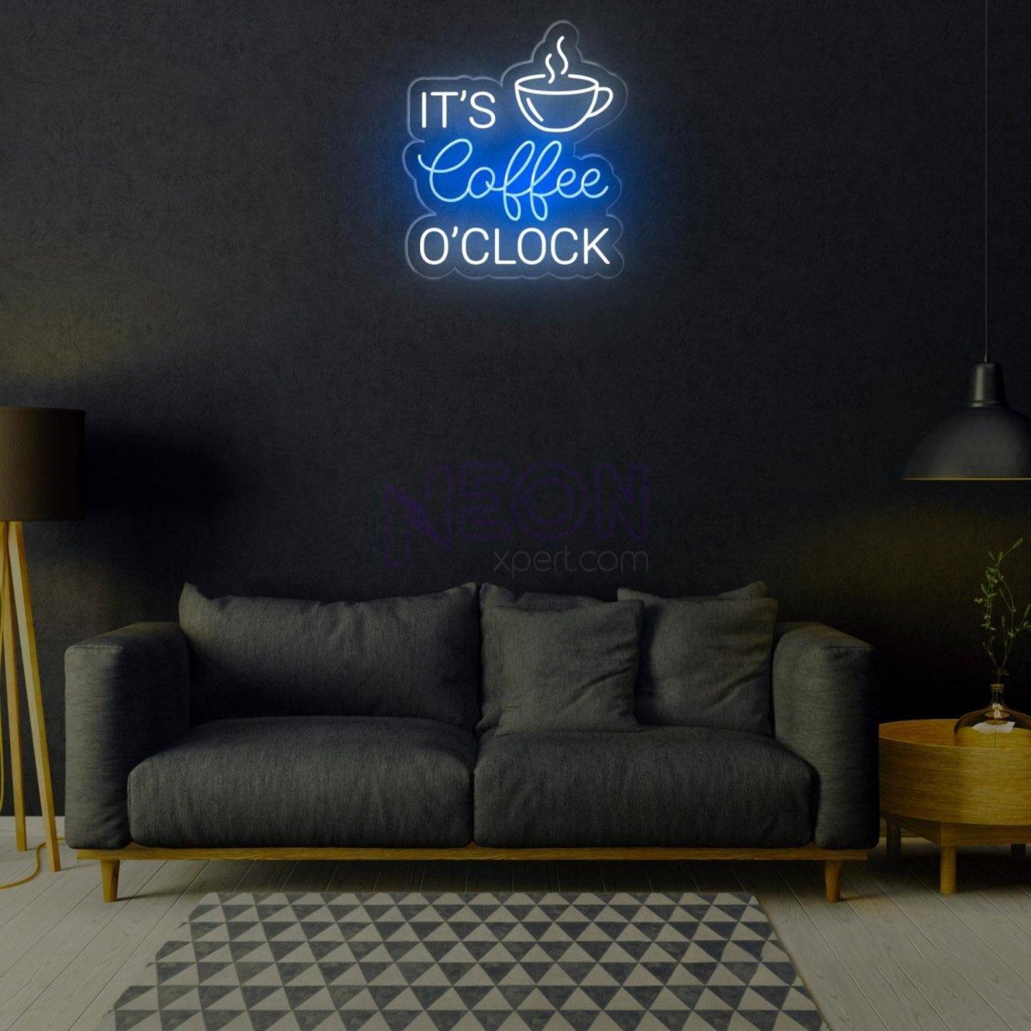 Its Coffee Oclock White Blue Led Neon Sign With Coffee Cup For Cafe Decor | Shineneon