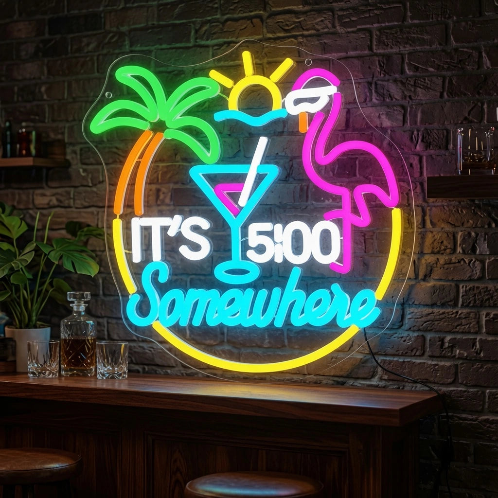It's Five O'clock Somewhere LED Neon Sign Home Wall Art - 03 Real Lifestyle Scene
