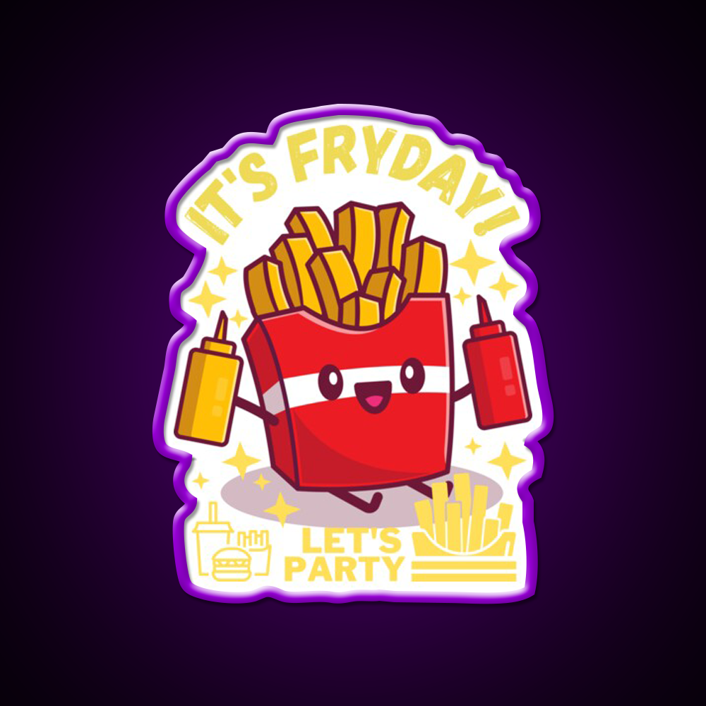 Its Fryday Lets Party Fast Food Led Neon Sign For Burger Place Rgb Color