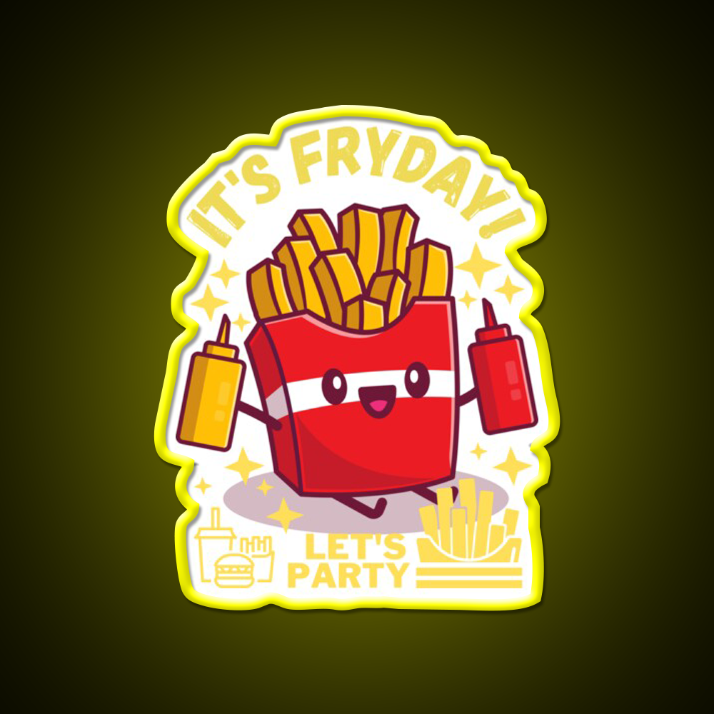 Its Fryday Lets Party Fast Food Led Neon Sign For Burger Place Rgb Color