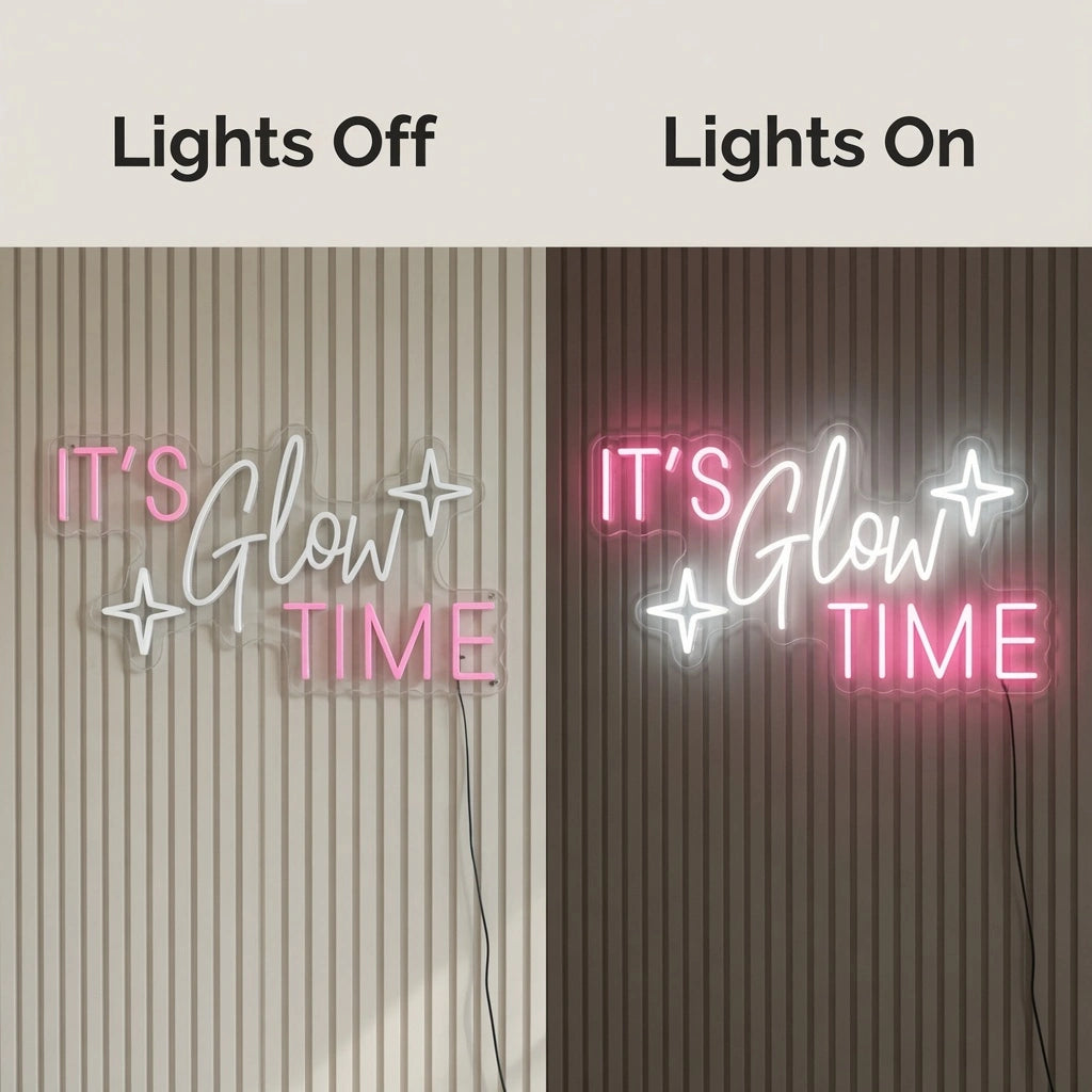 It's Glow Time LED Neon Sign Wall Decor - 06 Day Night Comparison