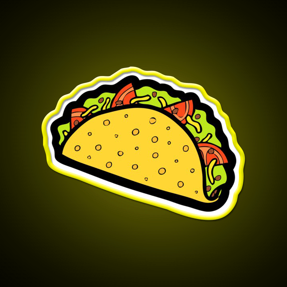 Its Taco Time Snack Food Led Neon Sign Rgb Color - Custom LED neon sign front view