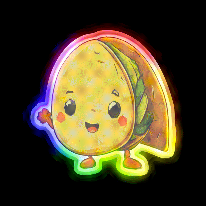 Its Taco Time Taco Led Neon Sign Mexican Food Sign Rgb Color - LED neon sign close-up detail