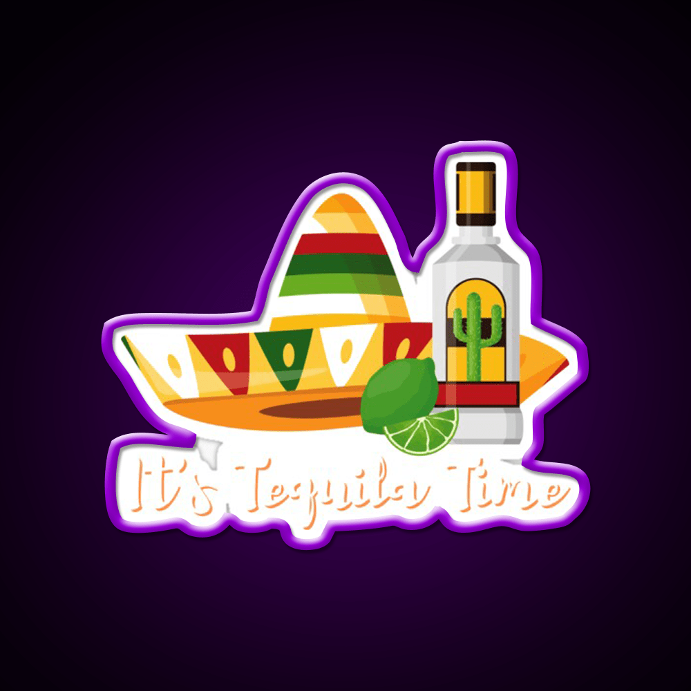 Its Tequila Time Party Drink Tequila Led Neon Sign Bar Wall Light Rgb Color - Shineneon