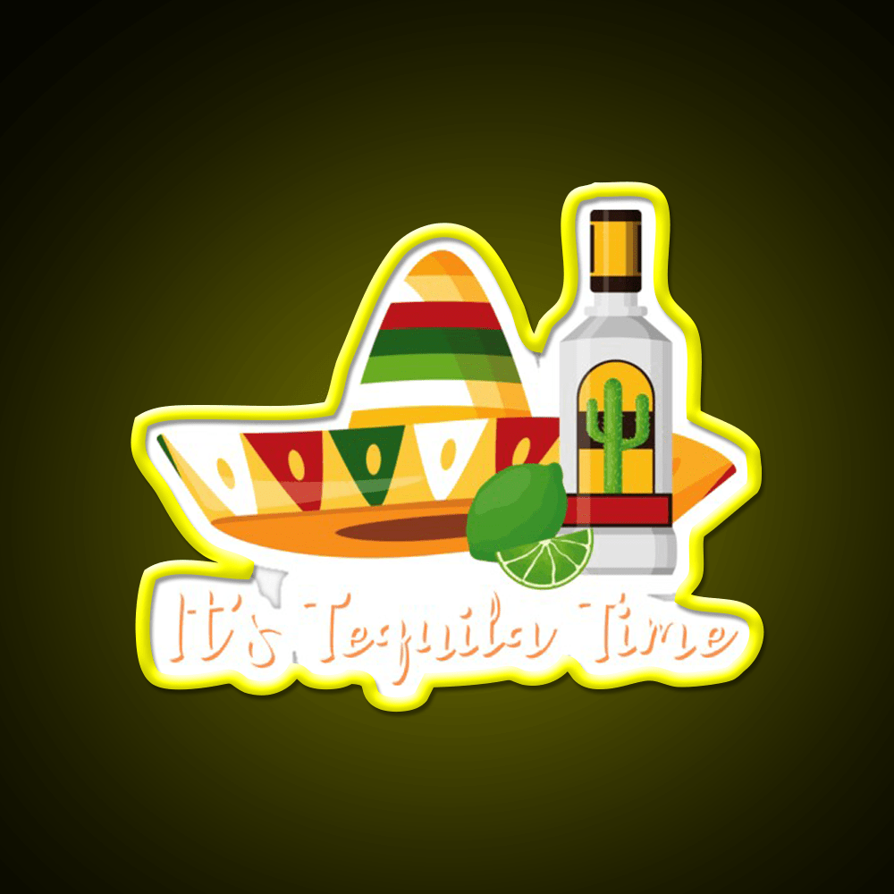 Its Tequila Time Party Drink Tequila Led Neon Sign Bar Wall Light Rgb Color - Shineneon