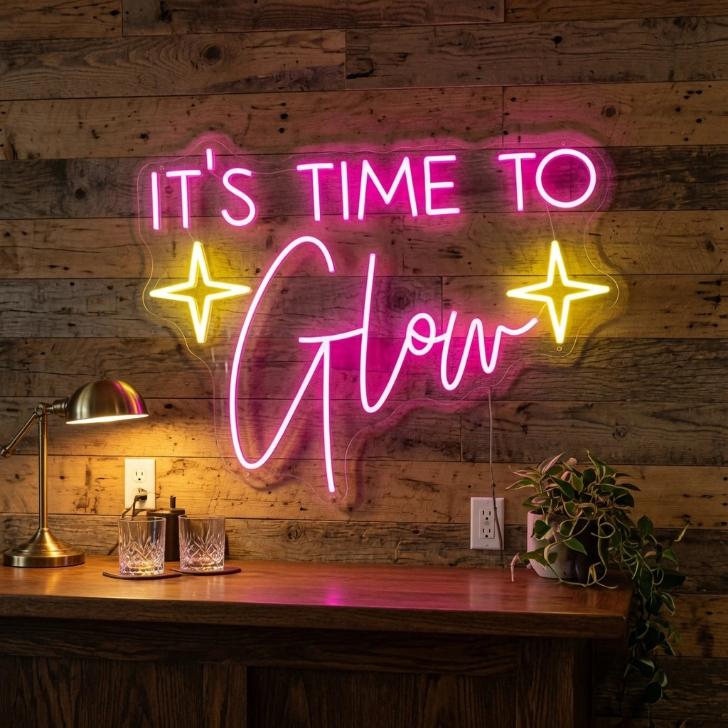 It's Time To Glow LED Neon Sign Living Room Decor - 03 Real Lifestyle Scene