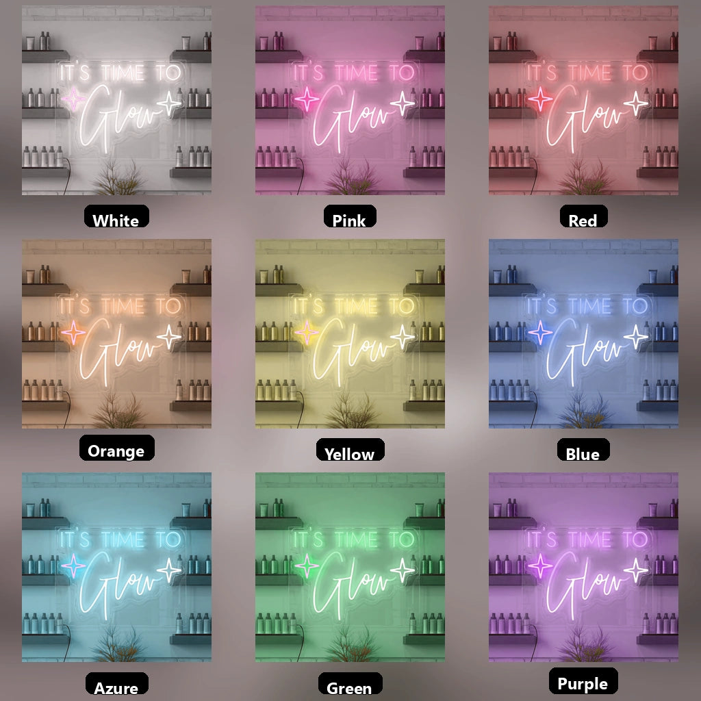 It's Time To Glow Wall Decor LED Neon Sign - 05 Color Grid