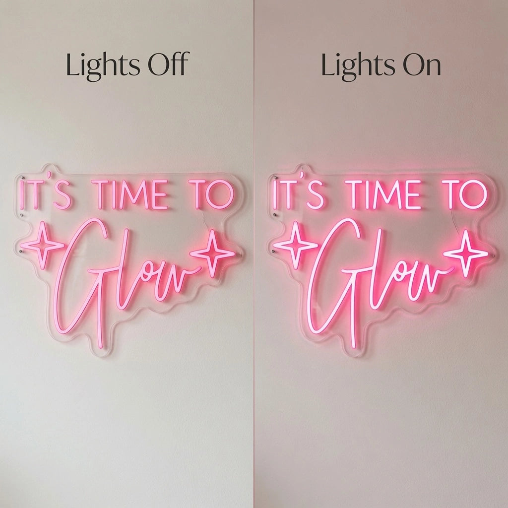 It's Time To Glow Wall Decor LED Neon Sign - 06 Day Night Comparison