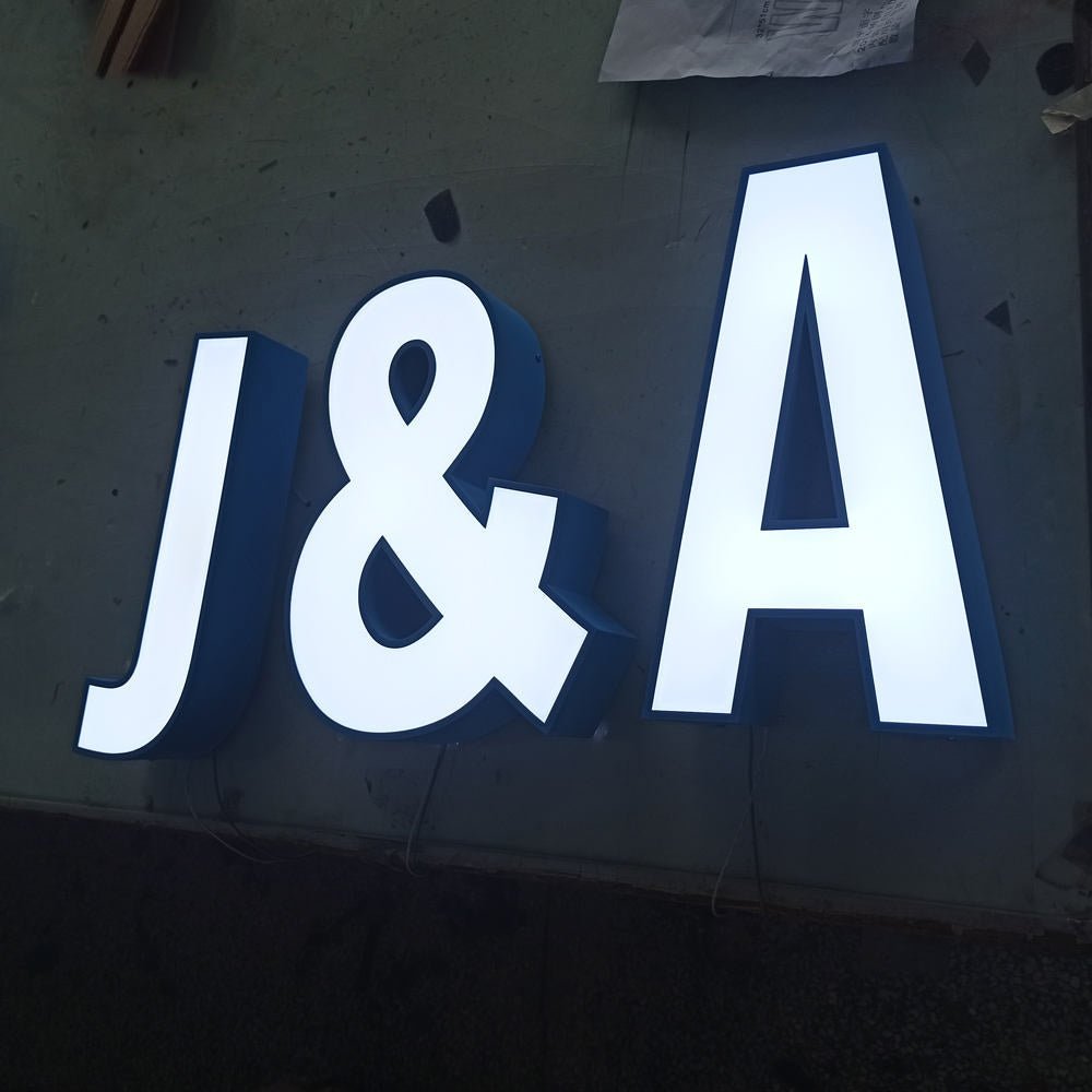 J And A 3D Frontlit Channel Letters Led Light Sign - Shineneon