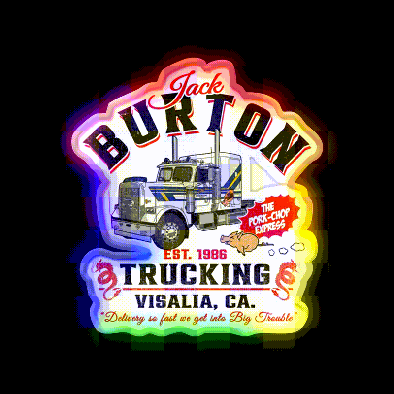 Jack Burton Pork Chop Express Trucking Dks Asian Cultural Led Neon Sign Rgb Color - LED neon sign close-up detail