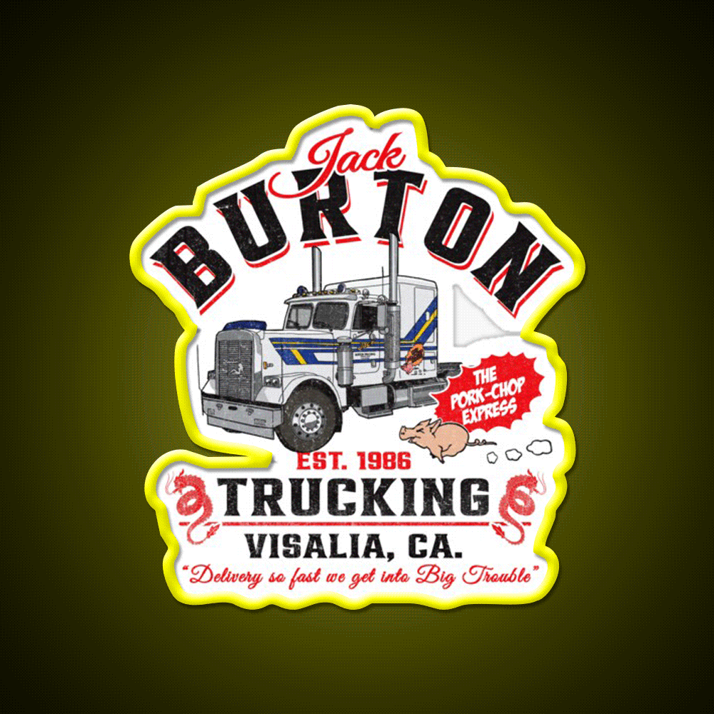 Jack Burton Pork Chop Express Trucking Dks Asian Cultural Led Neon Sign Rgb Color - Custom LED neon sign front view