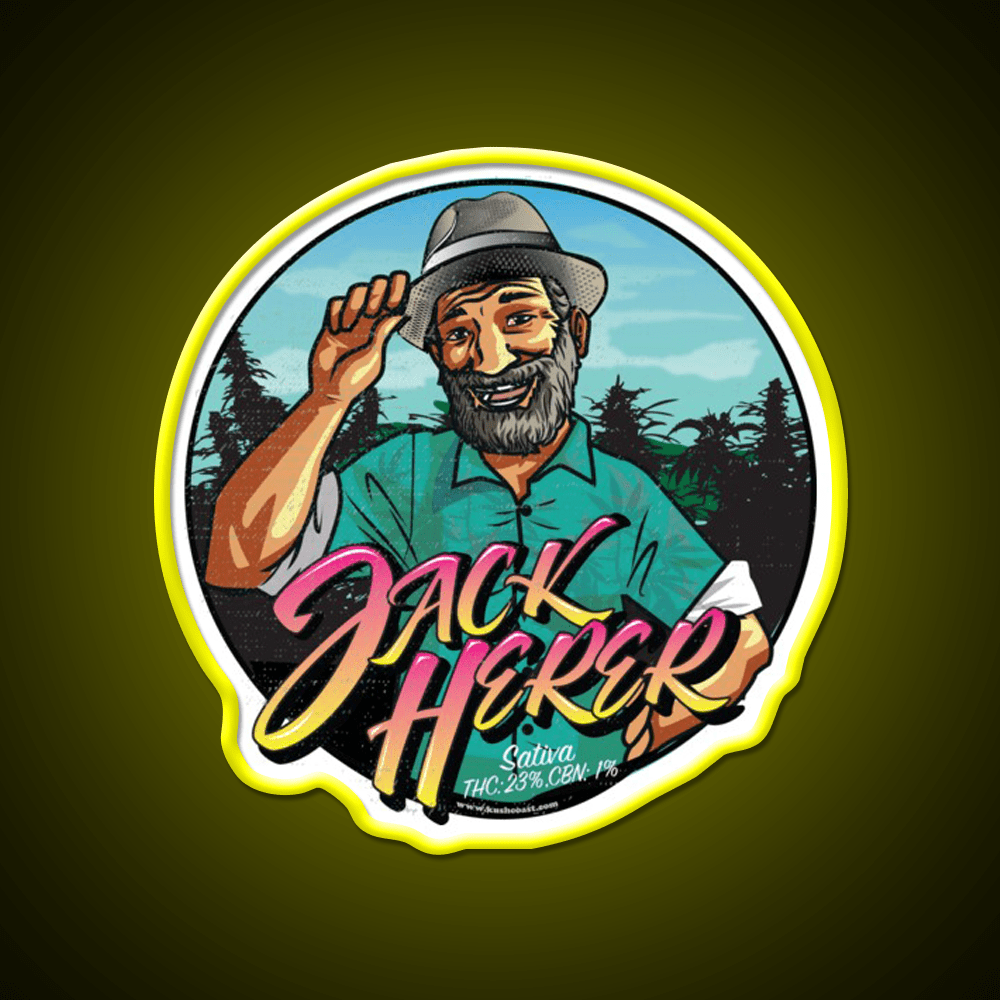 Jack Herer Strain Art Hemp Inspired Green Leaf Led Neon Sign Rgb Color - Shineneon