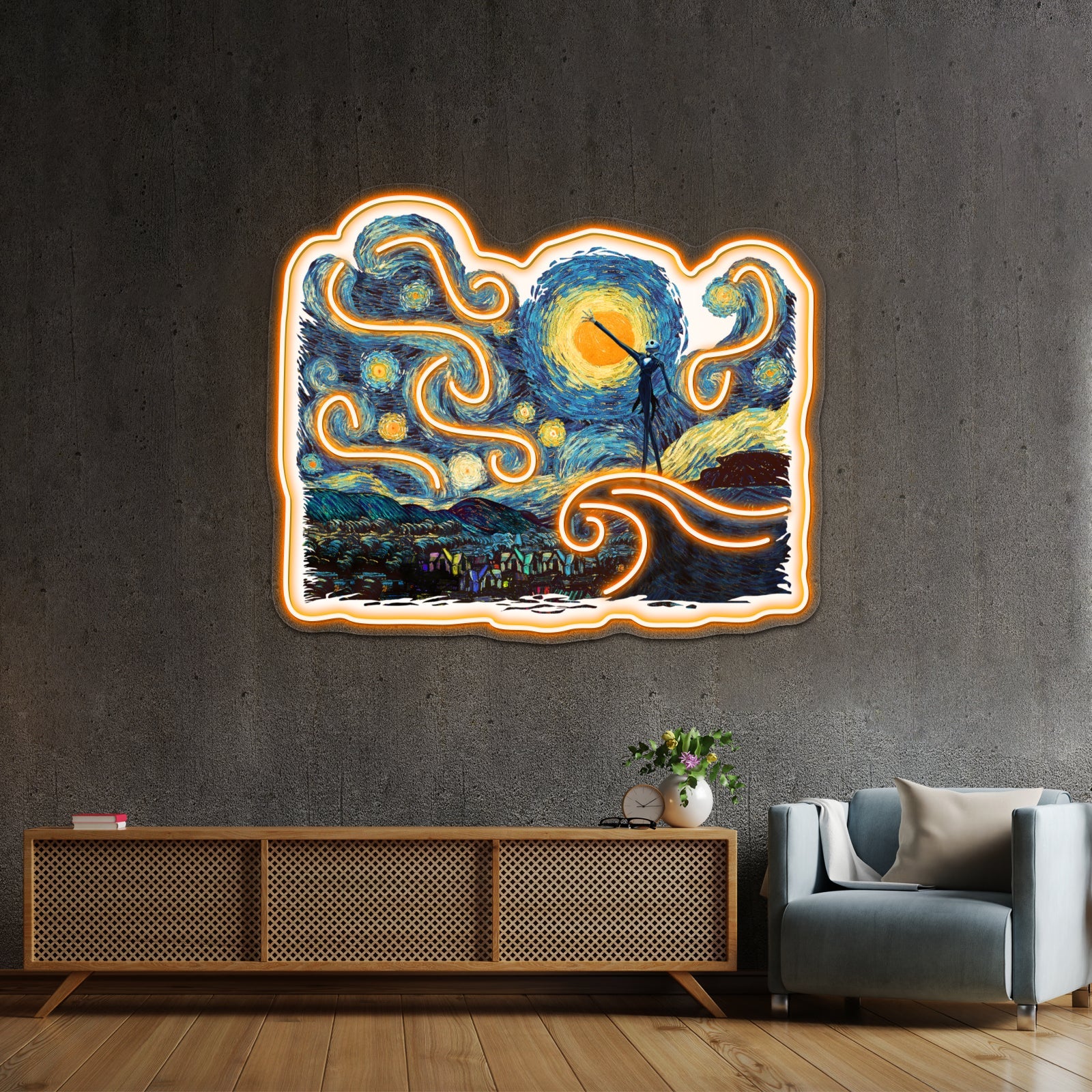 Jack Scary Night Abstract Paintings Artwork Room Lights Neon - Shineneon