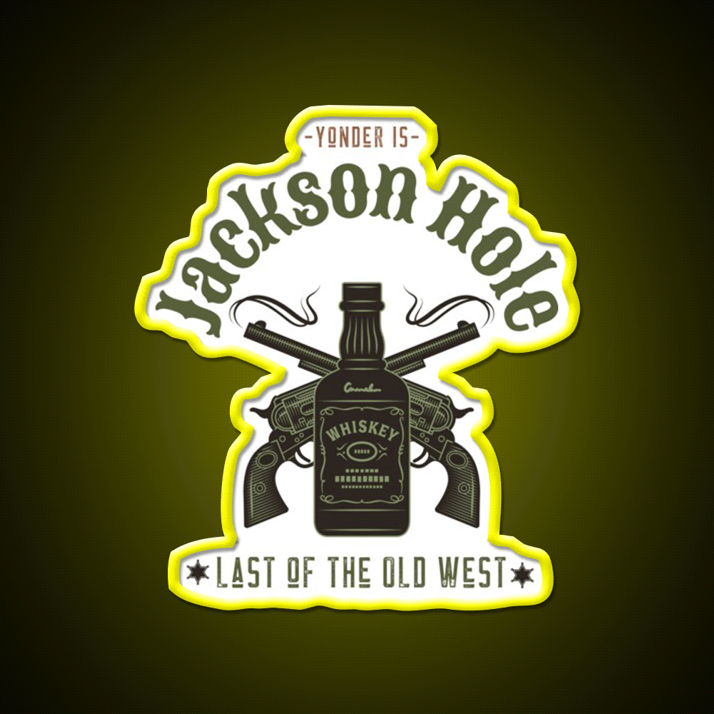 Jackson Hole Last Of The Old West Whiskey Drink Bar Led Neon Sign Rgb Color