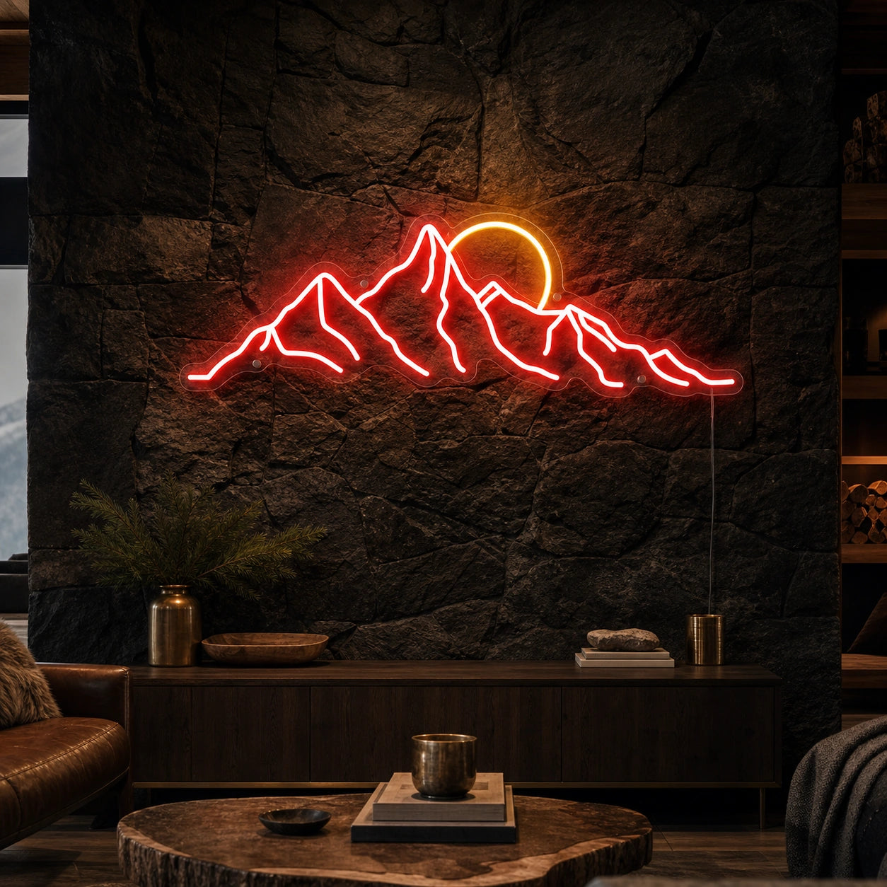 Jagged Mountain Range And Partial Sun LED Neon Sign high-converting product image