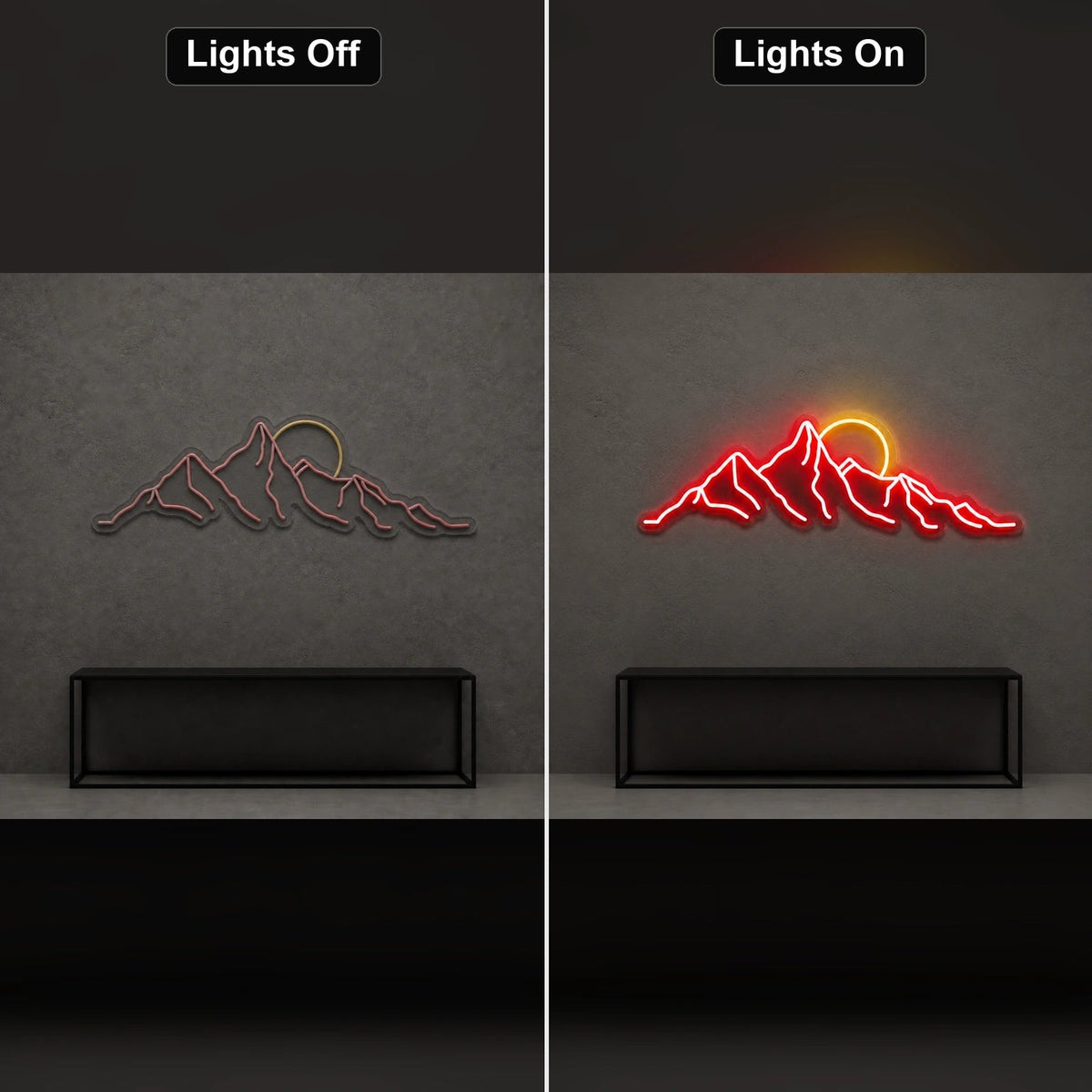 Jagged Mountain Range And Partial Sun LED Neon Sign Home Garage Wall Decoration - Shineneon