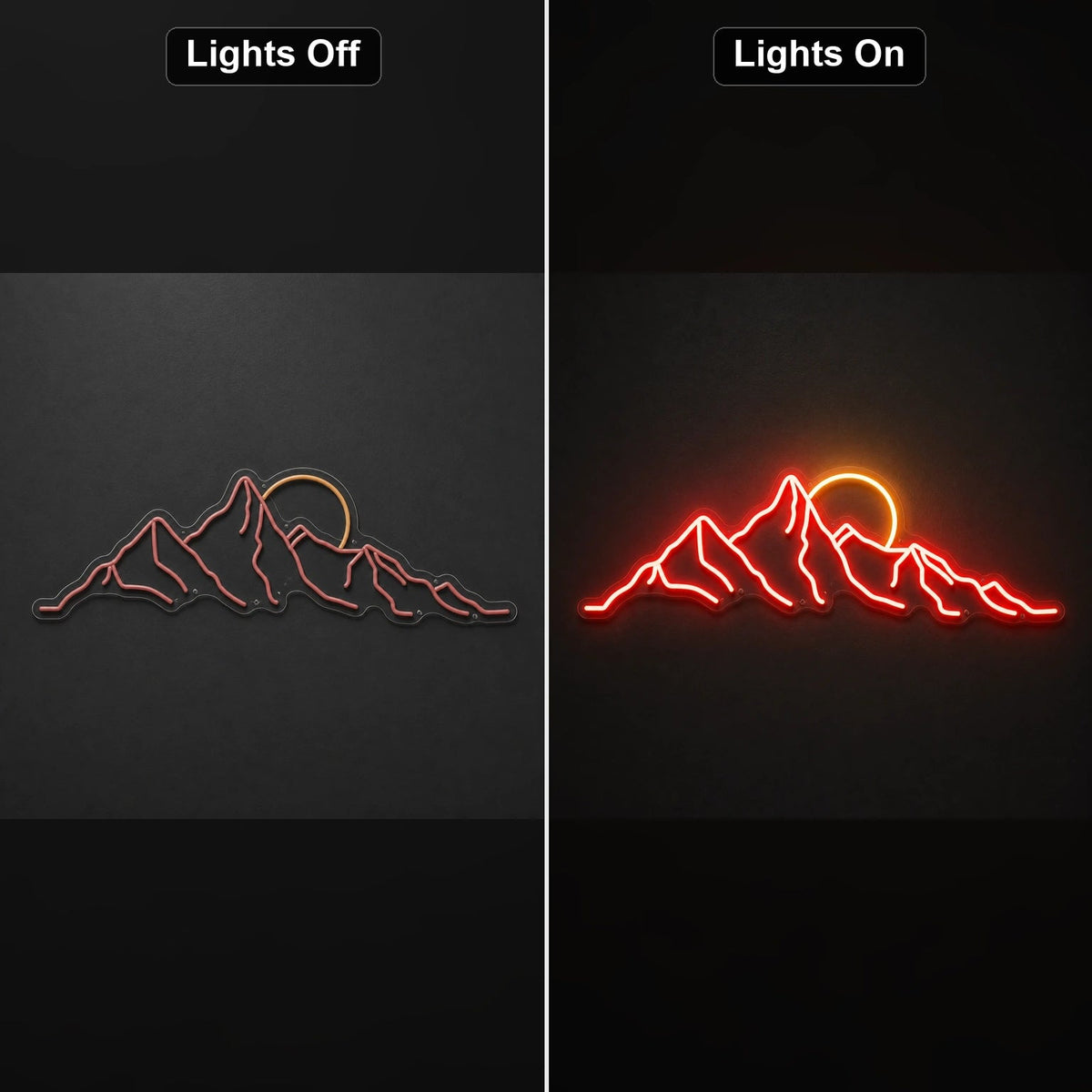 Jagged Mountain Range And Partial Sun LED Neon Sign Man Cave Neon Sign - Shineneon