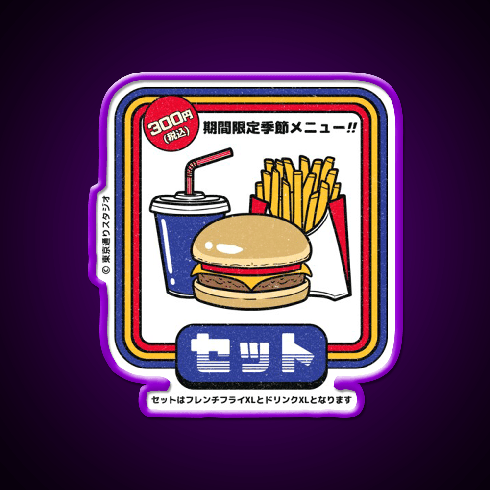 Japanese Burger Set Fast Food Led Neon Sign For Burger Place Rgb Color - Shineneon