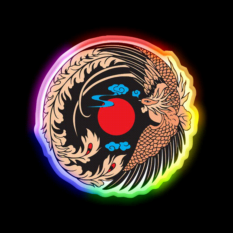Japanese Crane Bird Symbol Asian Cultural Led Neon Sign Rgb Color - LED neon sign close-up detail