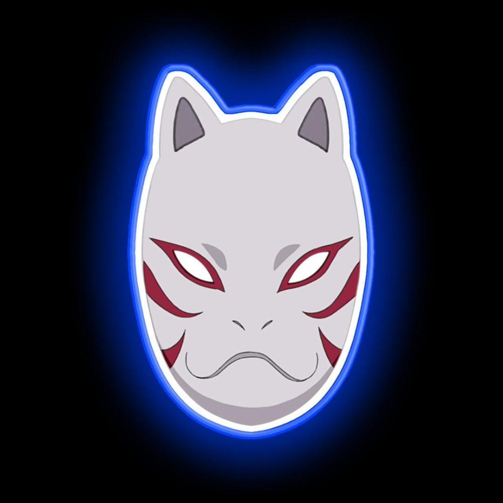 Japanese Fox Mask Neon Sign Bar Wall Decor - LED neon sign close-up detail