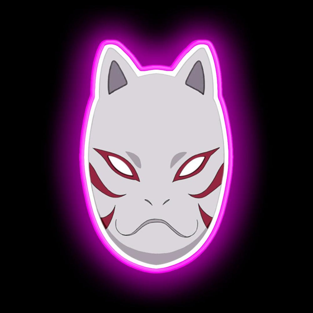 Japanese Fox Mask Neon Sign Bar Wall Decor - Size and dimension reference