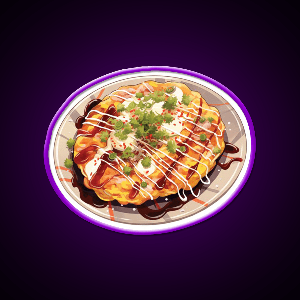 Japanese Okonomiyaki Pancake Snack Food Led Neon Sign Rgb Color - Shineneon