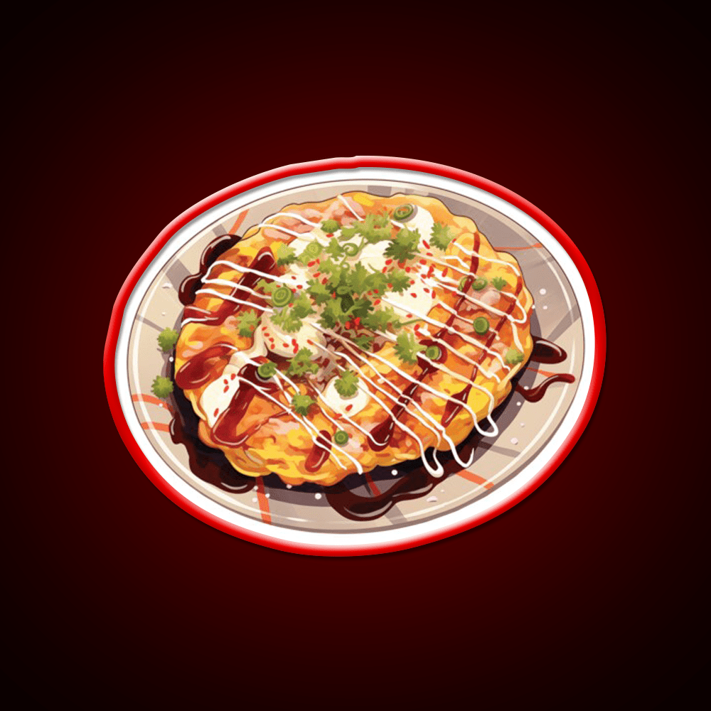 Japanese Okonomiyaki Pancake Snack Food Led Neon Sign Rgb Color - Shineneon