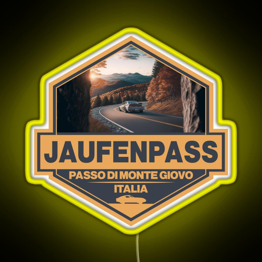 Jaufenpass Italy Travel Art Badge Rgb Neon Sign - LED neon sign close-up detail