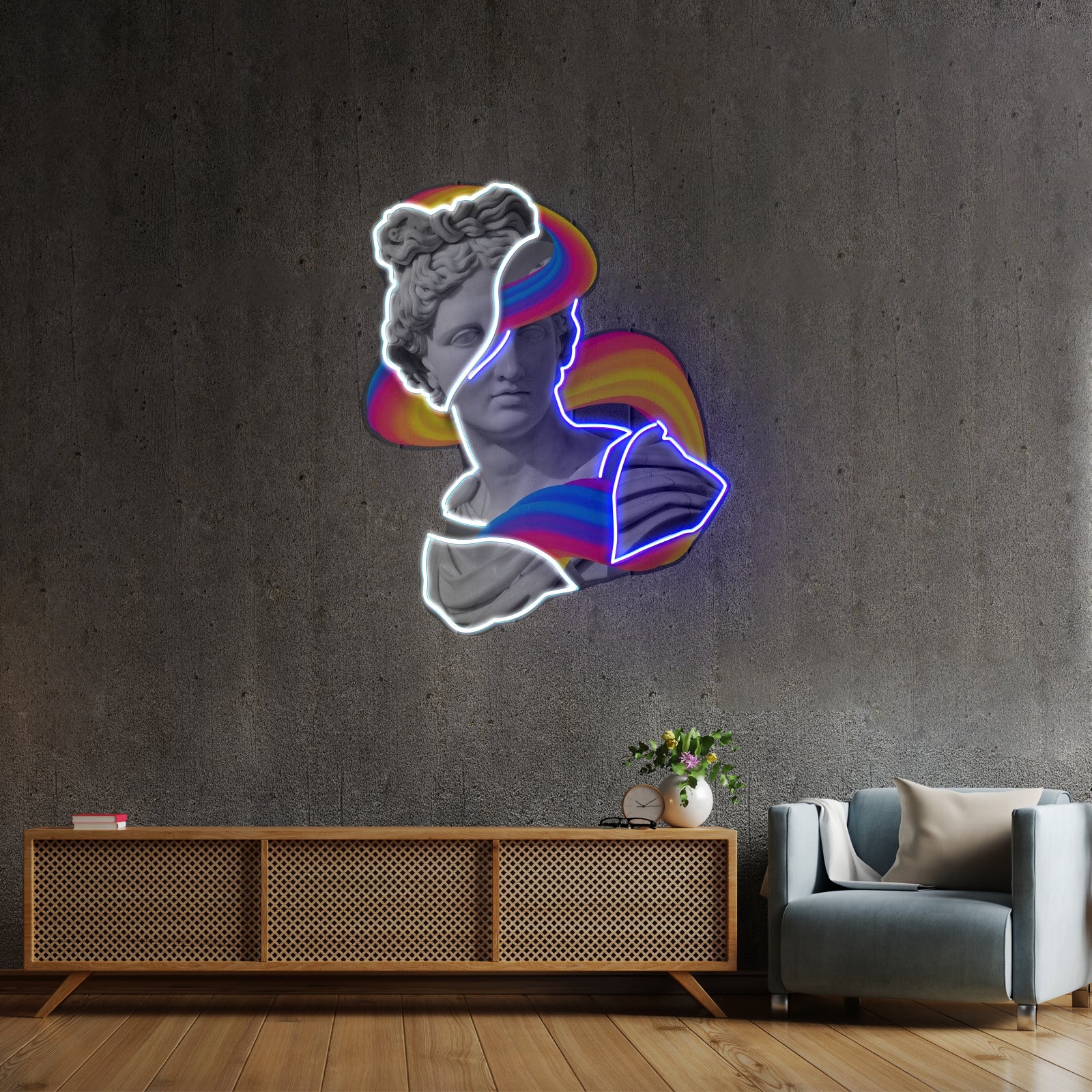 Jazzy Apollo Statue Neon Acrylic Artwork - LED neon sign view 8
