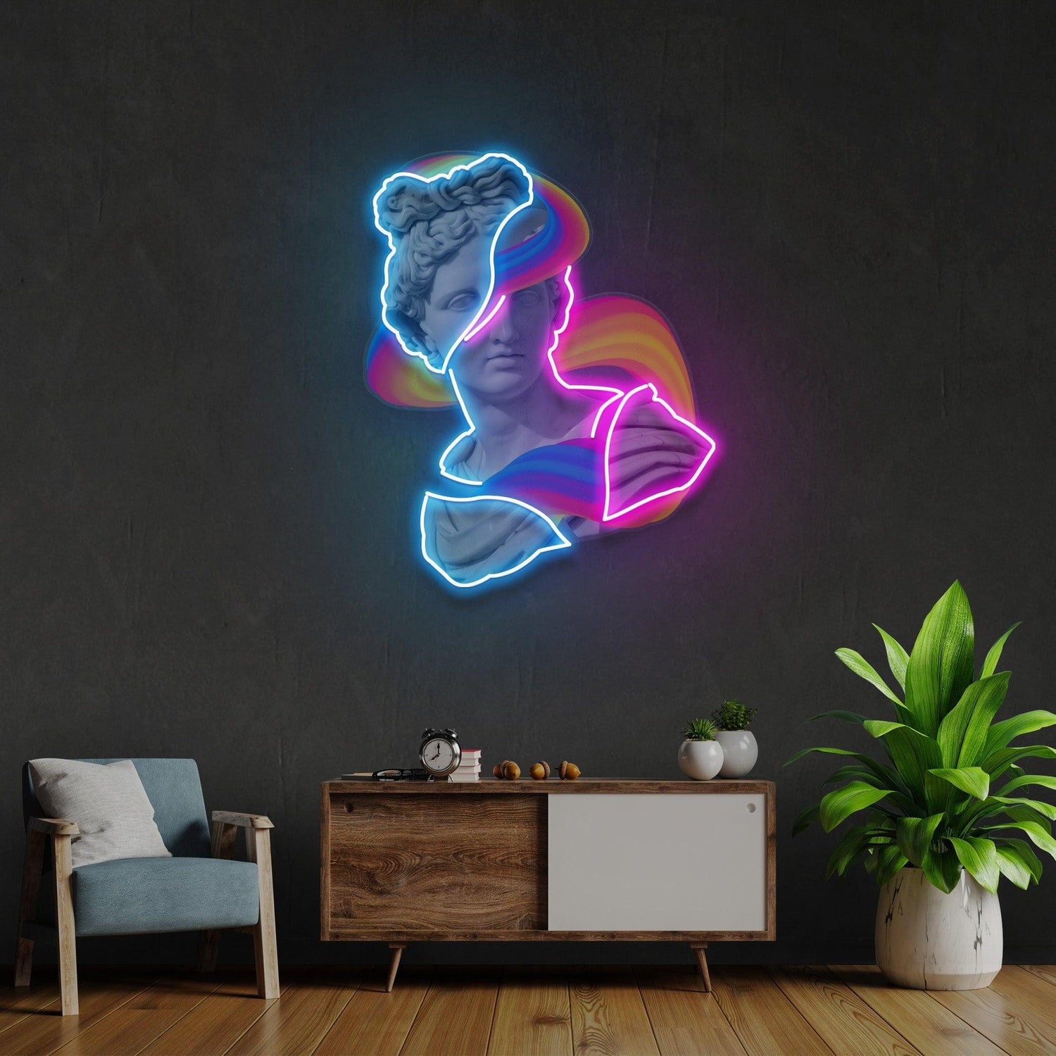 Jazzy Apollo Statue Rainbow Uv Printed Led Neon Sign For Art Studio Decor | Shineneon