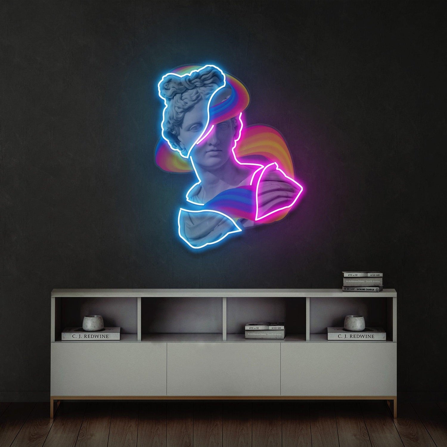 Jazzy Apollo Statue Rainbow Uv Printed Led Neon Sign For Art Studio Decor | Shineneon