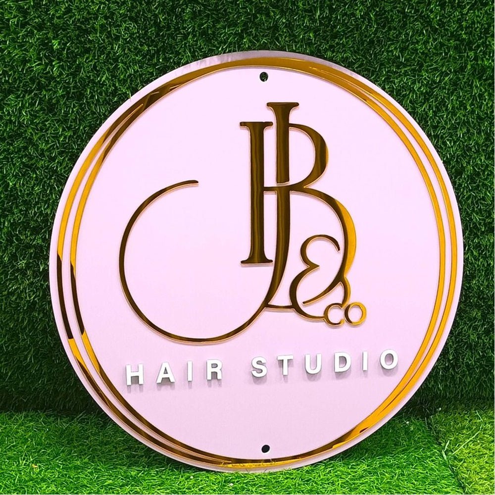 Jb Hair Studio Acrylic Business Logo Sign - Shineneon