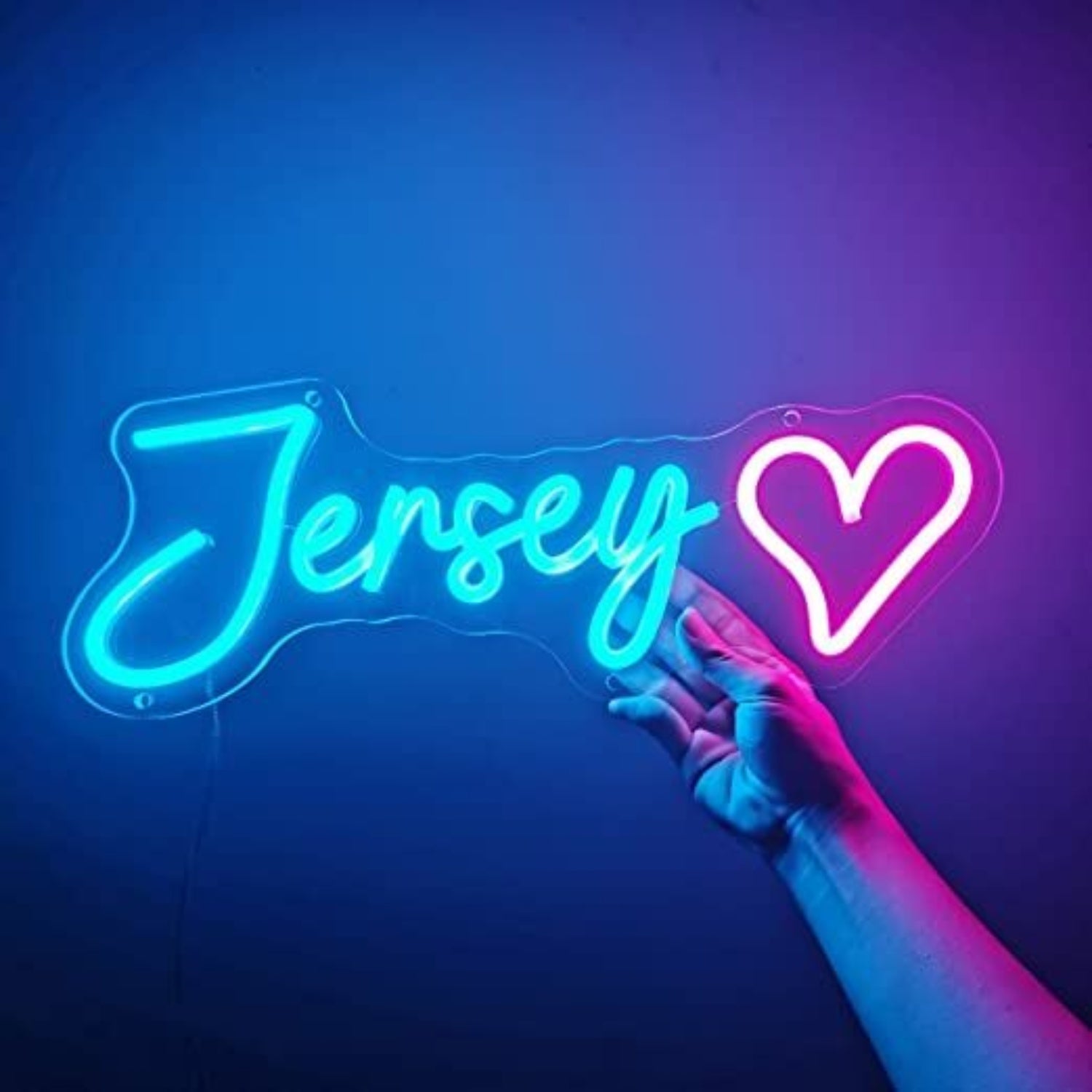 Jersey Neon Name Signs With A Heart Signs Bedroom Decor | Shineneon