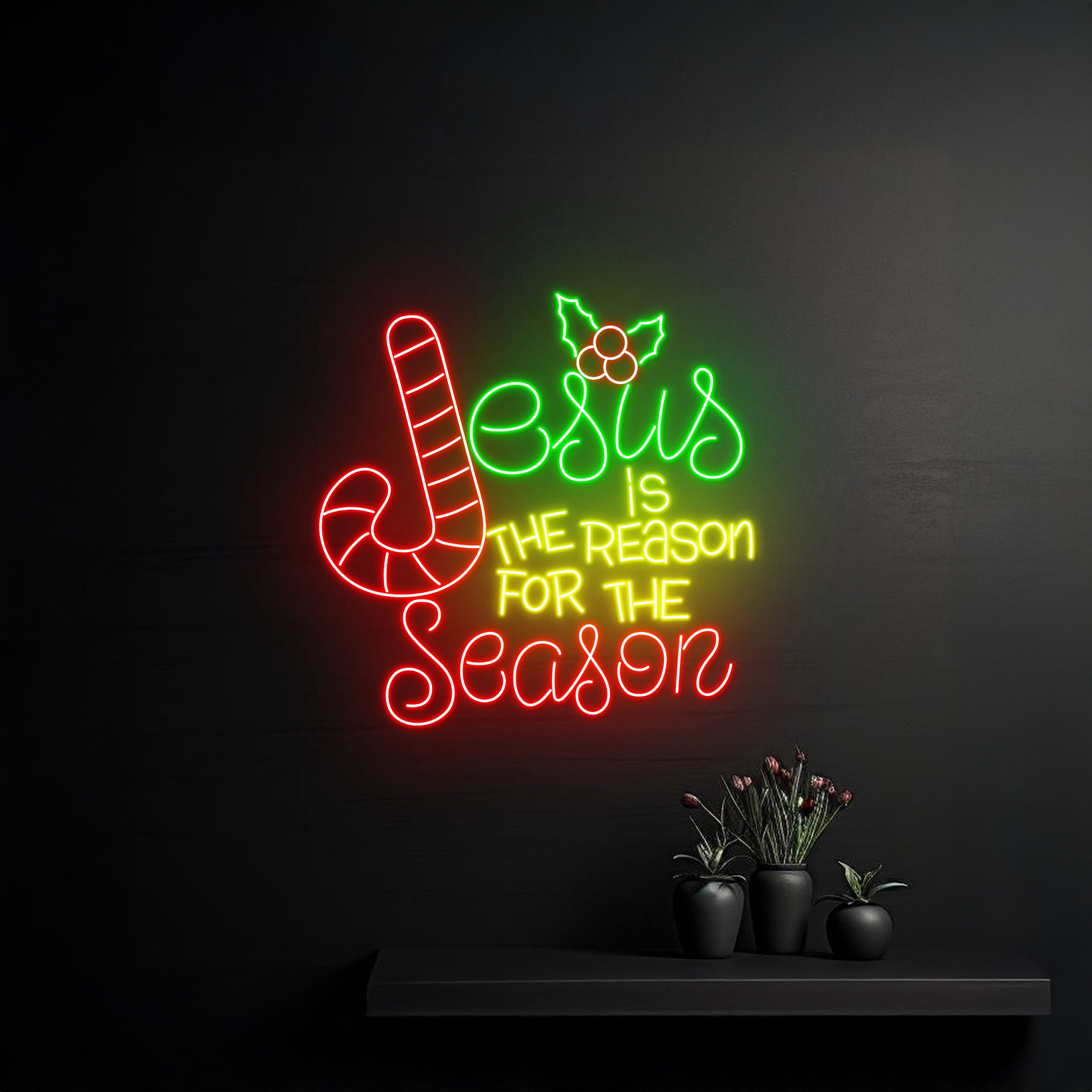 Jesus Is The Reason For The Season Cross Led Neon Signs | Shineneon