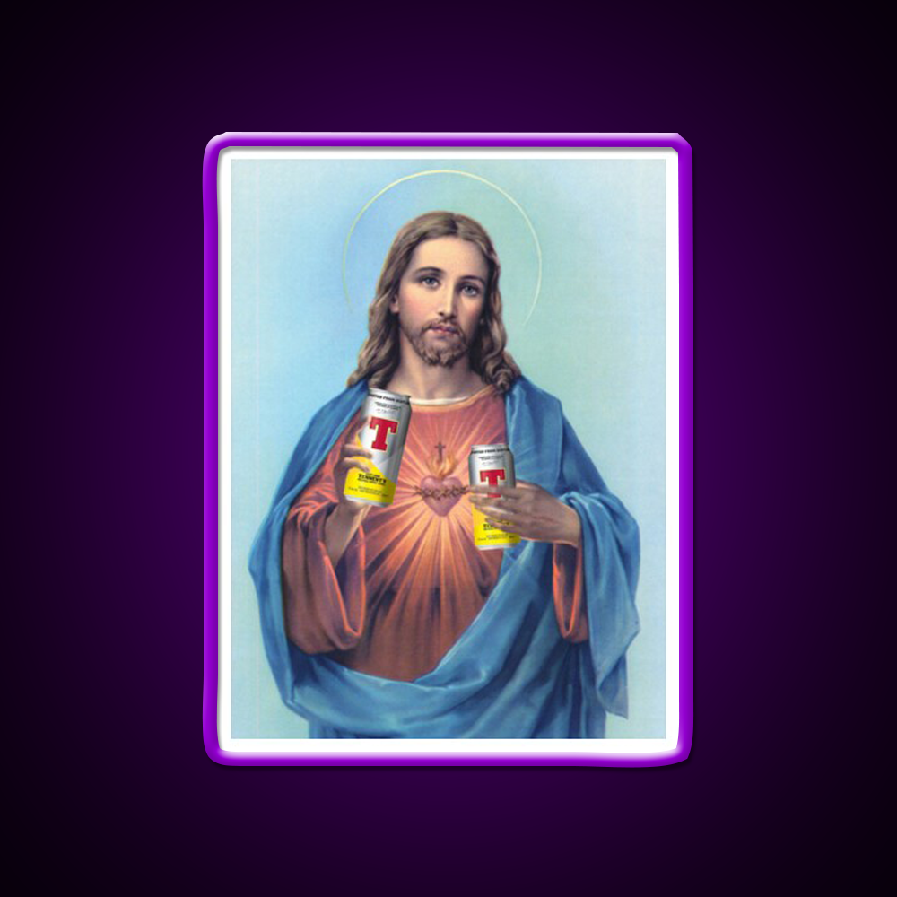 Jesus With Cans Of Tennants Beer Bar Decor Led Neon Sign Rgb Color - LED neon sign view 9