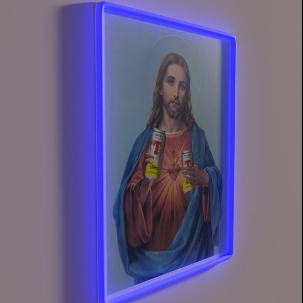 Jesus With Cans Of Tennants Rgb Led Neon Sign