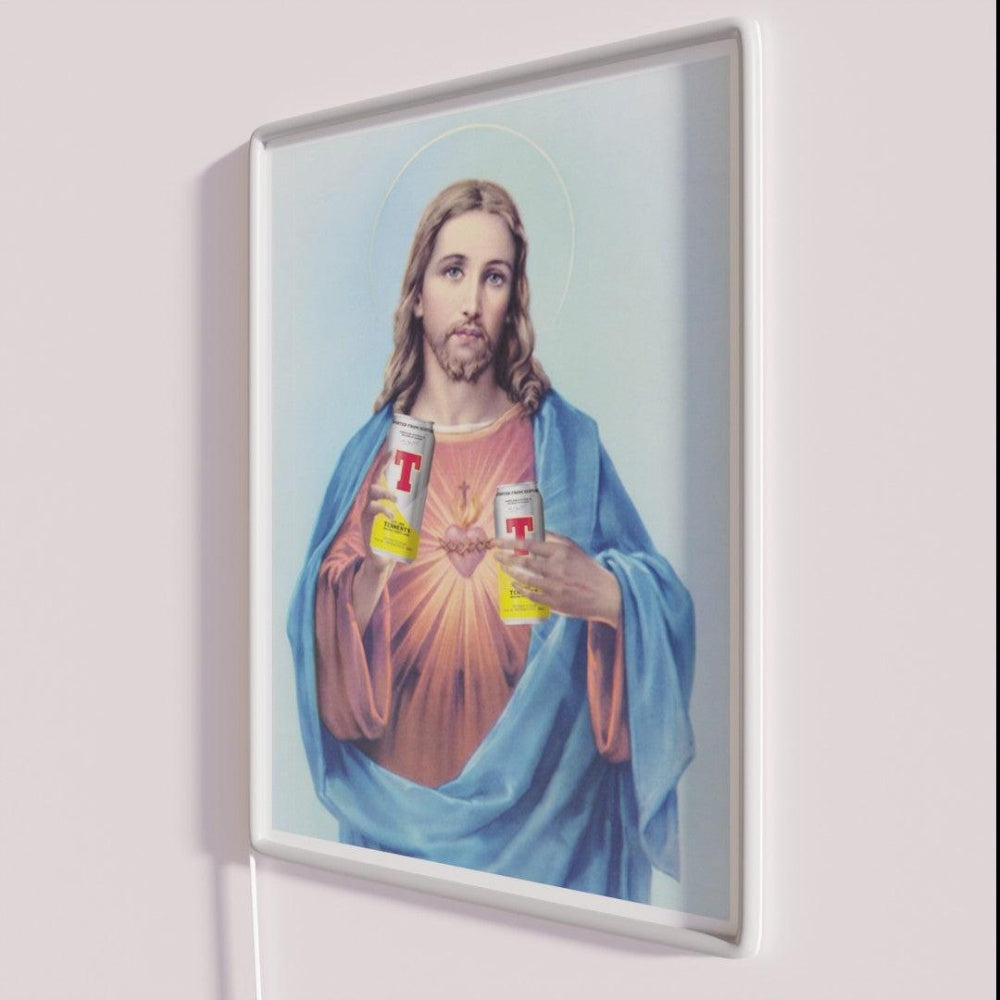 Jesus With Cans Of Tennants Rgb Led Neon Sign