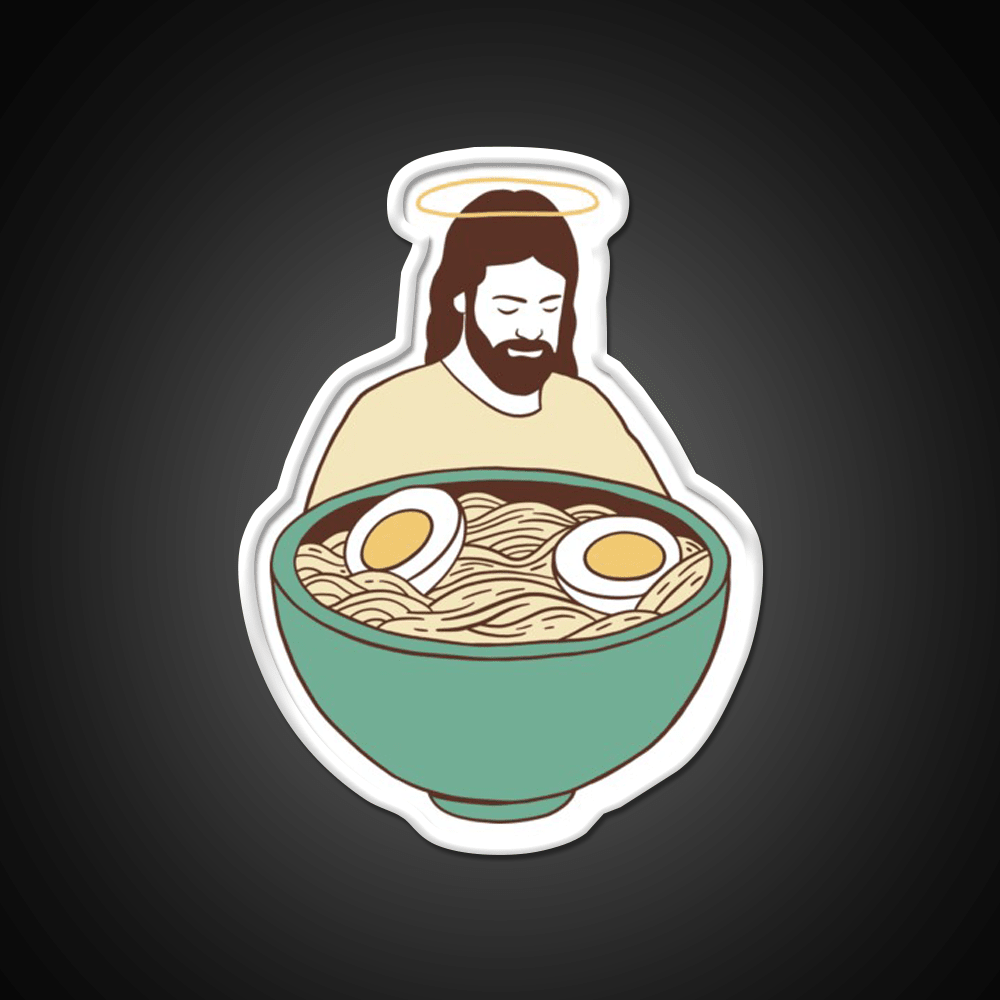 Jesus With Ramen Bowl Ii Led Neon Sign Chinese Food Rgb Color - Shineneon