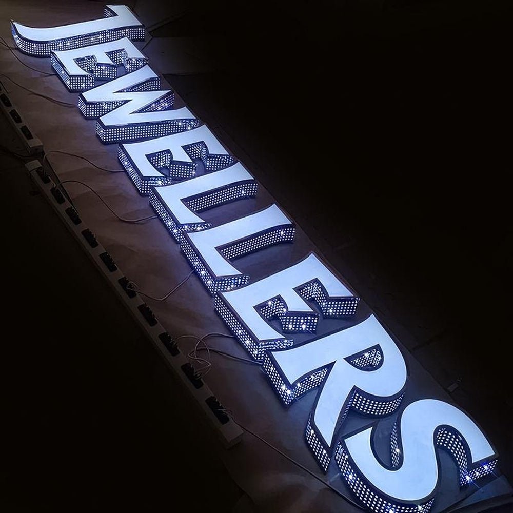 Jewellers 3D Front And Back Lit Letters Metal Led Sign - Shineneon